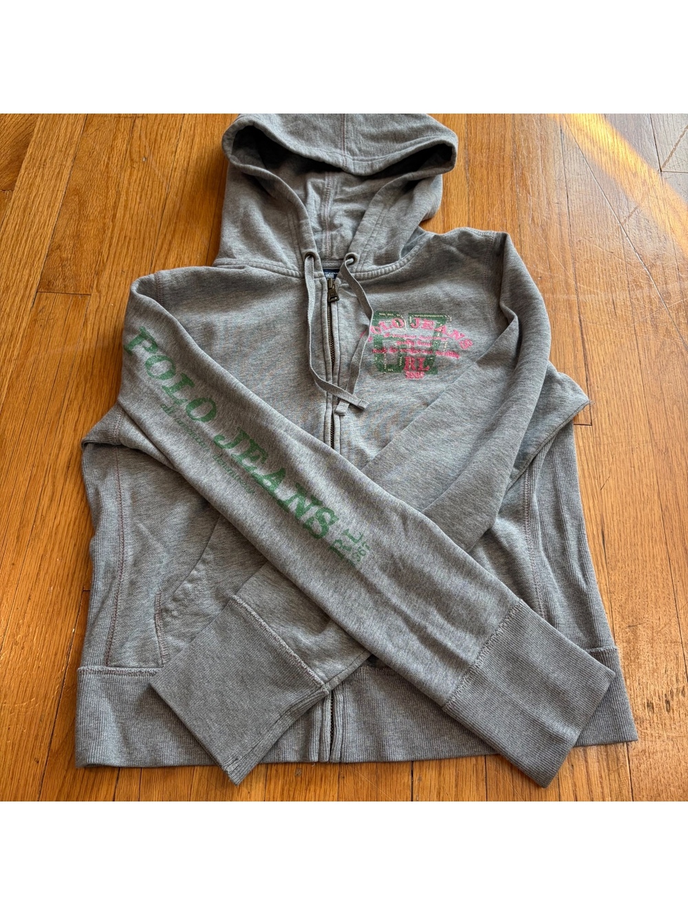 Vintage Y2K Ralph Lauren polo pink and green zip up hoodie